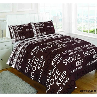 Image of Artistic Fashionista Luxury &amp; Modern KEEP CALM Duvet/Quilt Cover Pillowcases Bedding Set Printed Range (Double, Chocolate)