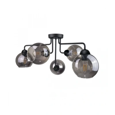 Image of Cosmo Multi Arm Semi Flush Ceiling Light Black, 70cm, 5x E27