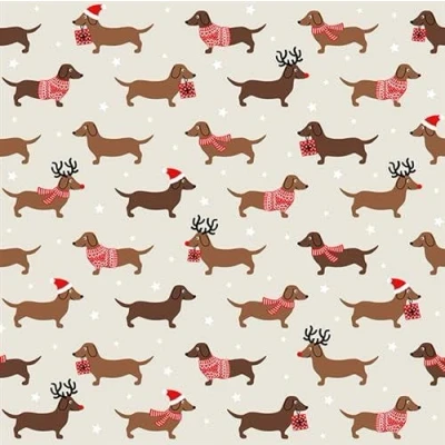Image of 20 Napkins Christmas Dachshund Dog Winter Table Decoration 33 x cm