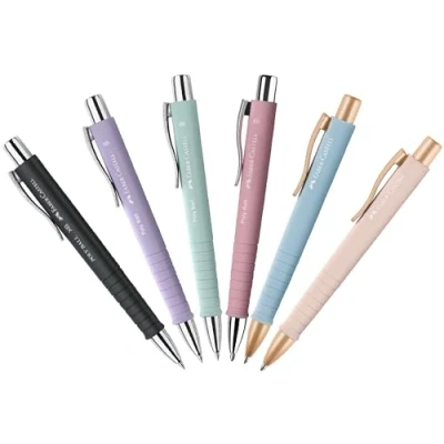 Image of Faber Castell Poly Ball XB Ballpoint Pen Set of 6, 241, Multi Colour, Pack 6 (Trendy Colours)