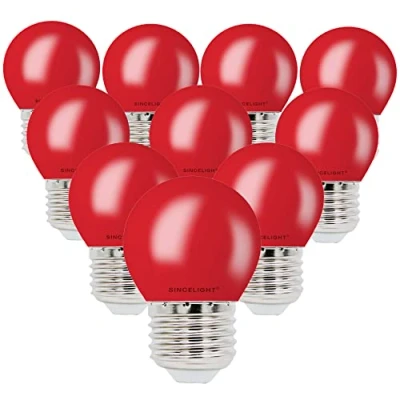 Image of SINCELIGHT E27 LED RED Coloured Bulbs 1W Festive Decorative Garden Party Light,Pack of 10
