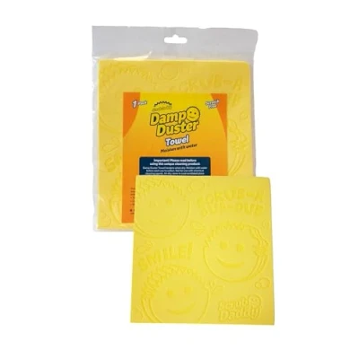 Image of Scrub Daddy Damp Duster Towel Magical Dust Cleaning Sponge, Dusters for Cleaning, Venetian &amp; Wooden Blinds Cleaner, Vents, Radiator, Skirting Boards, Mirrors, Brush Tools, 1 Pack Yellow