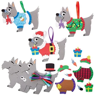 Image of Baker Ross FX364 Scottie Dog Christmas Jumper Mix and Match Kits Pack of 8, Kids Decorations Craft Kit, Arts Crafts