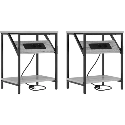 Image of vidaXL Bedside Cabinets 2 pcs Grey sonoma Engineered wood