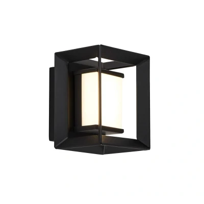 Image of Rectangular Led Wall Light, Matt Black 100mm