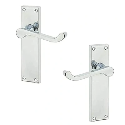 Image of Ironmongery Solutions® Internal Victorian Scroll Lever Latch Door Handle Set in Polished Brass, Chrome, Satin Nickel Finishes (Latch, Chrome)