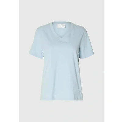 Image of Selected Femme Klassisches Basic Tshirt, Women&#039;s, Size: 8, Cashmere blue