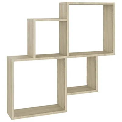 Image of vidaXL Wall Cube Shelf Sonoma Oak 80x15x78.5 cm Engineered Wood