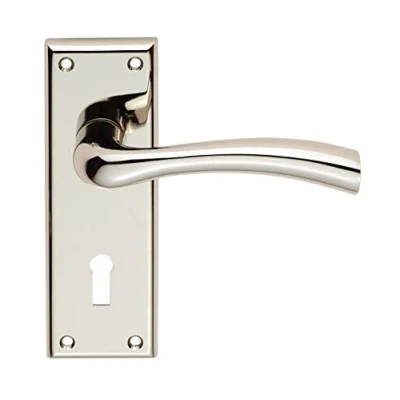 Image of Carlisle Brass Serozzetta Cinquanta Lever On Backplate Lock 57mm Polished Nickel Includes a Pair of Handles &amp; fixings