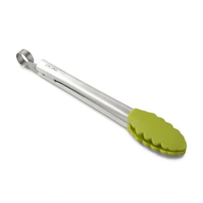 Image of Zeal Silicone Non Stick Kitchen Cooking Tongs with Stainless Steel Handle Perfect for Cooking, Grilling, BBQ, Serving, and More 26cm Heat Resistant, BPA Free, Easy to Clean, Lime Green