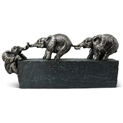 Image of Sculpture “Family ties timeless symbol of family &amp; team togetherness ornament 43 cm long ornamental elephant perfect as a gift or decoration