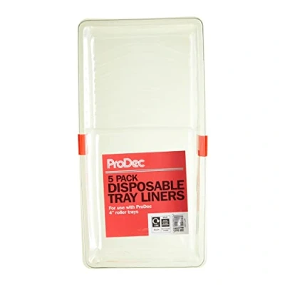Image of ProDec 5 Pack Disposable 4 inch Mini Paint Tray Liners for Quick No Mess Colour Changes Without Washing Trays Out, Compatible with Roller