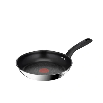 Image of Tefal Titanium Max 24cm Stainless Steel Frying Pan, Long Lasting Non Stick, Smart Cooking Signal Technology Suitable for All Hobs + Induction