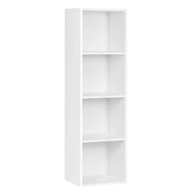 Image of WOLTU Bookcase, 4 Cube Shelving Unit Storage White Book Shelf, Wooden Cubes Bookcases for Living Room,Bedroom