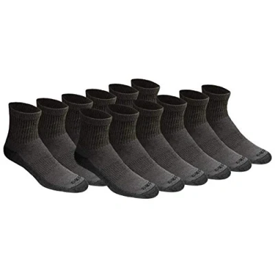 Image of Dickies Men&#039;s Dri Tech Moisture Control Quarter Socks Multi Pack, Charcoal (12 Pairs)