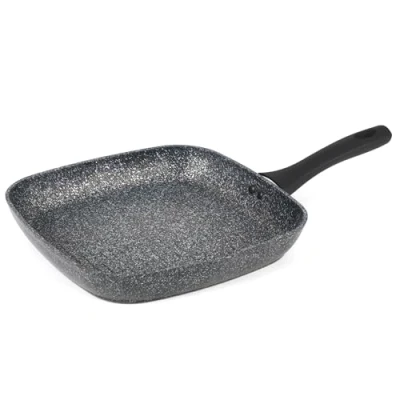 Image of Salter BW05752S Megastone 28cm Griddle Pan Non Stick Grill Pan, Square Frying Corrosion Resistant Forged Aluminium, Soft Touch Handle, Induction Hob Suitable, Metal Utensil/Dishwasher Safe