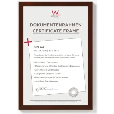 Image of walther Design Picture Frame Walnut 21 x 29,7 cm (DIN A4) Document Peppers Wooden BP130N