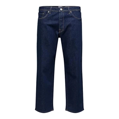 Image of SELECTED HOMME Men&#039;s Slhloose Kobe 24302 Rinse JNS W Noos Jean Pants, Dark Denim Blue, 33 W/32 L