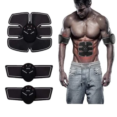 Image of EMS Muscle Stimulator, ABS Trainer Abdominal Electronic Toning Belt Portable Fitness Workout Home Device with USB Rechargeable Men Women for Arm Leg (White)