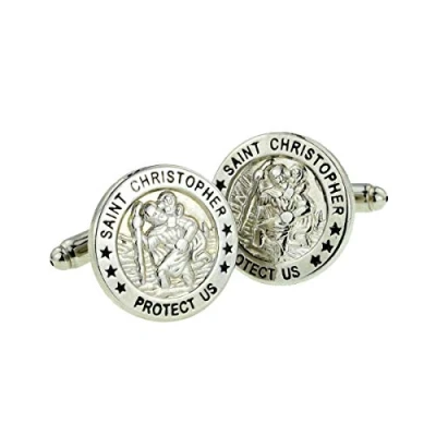 Image of St Christopher Design CUFFLINKS Presented in a Cufflink Box