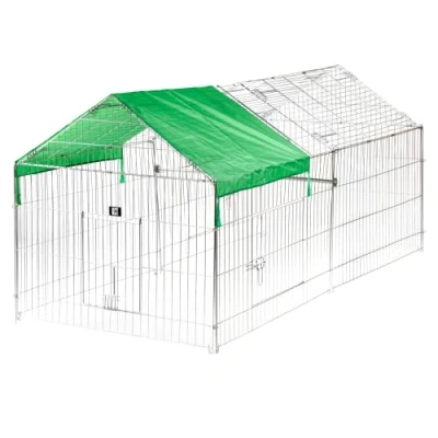 Image of KCT Extra Large Apex Enclosed Roof Metal Pet Playpen Run for Dogs, Cats, Rabbits, Chickens and More