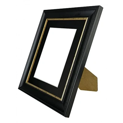 Image of FRAMES BY POST Scandi Black with Crackle Gold Picture Photo Frame Mount 10 x 8 Image Size 6 Inch