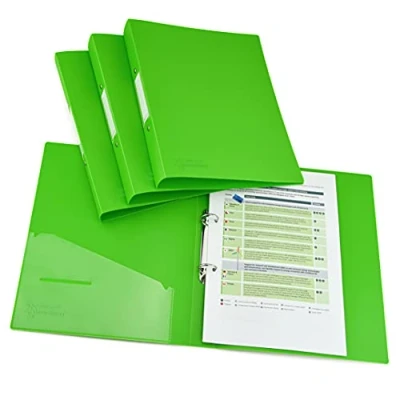 Image of Rapesco 1662 Germ Savvy Antibacterial, A4 2 Ring PP Binder, 35 mm Spine, Green, Set of 4