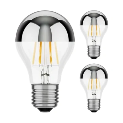 Image of ledscom.de 3 Pieces E27 LED Bulb, A60, White (3900 K), 6.6 W, 646lm, Head Mirror (Silver)