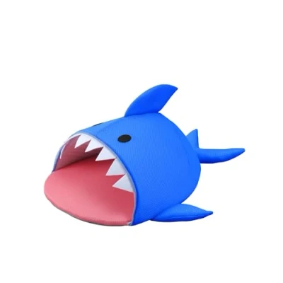 Image of Iris Ohyama, Pet Bed Shark, Cushion, Washable Shark Shape Basket, Two sided with border , L75 x W71 H33cm Unit Non slip PCB 20SH, For Cats, Dogs