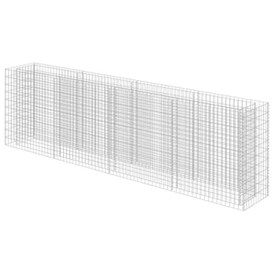 Image of vidaXL Gabion Raised Garden Bed Sturdy Galvanised Steel Rectangular Planter Large, Weather Resistant &amp; High Load Capacity Silver, 360x50x100 cm for Outdoor Use