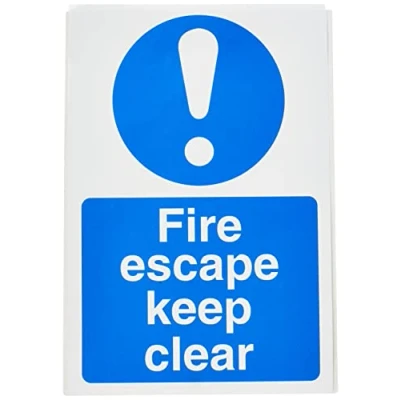 Image of Seco Fire Escape Keep Clear Sign, 200mm x 300mm Self Adhesive Vinyl