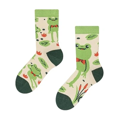 Image of Dedoles Unisex Socks for Women, Men &amp; Kids Cotton Funny Designs Football Bicycle Horses Plants Firefighter Gift Mismatched, Design: Happy Frog, Colour: Green, Size: 6 8K UK
