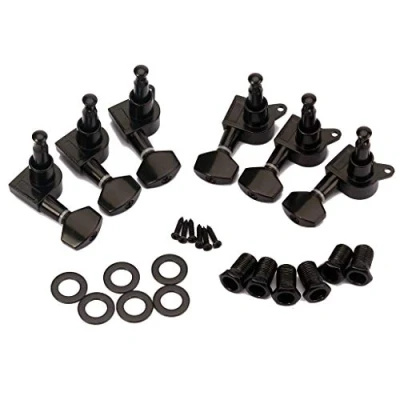 Image of Alnicov 6Pcs Guitar Tuners (3L+ 3R) String Tuning Key Pegs Machine Heads For Lp Sg Style Electric, Folk Or Acoustic Guitars Black