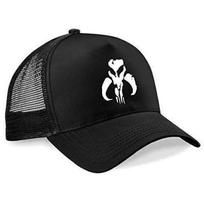 Image of Naughtees Clothing Boba Fett Mandalorian Black Trucker Cap.