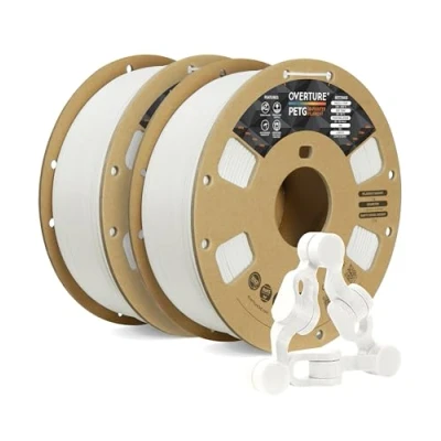 Image of OVERTURE PETG Filament 1.75mm,3D Printer PETG,1kg Spool (2.2lbs),Dimensional Accuracy +/ 0.03mm,Fit Most FDM (White*2)