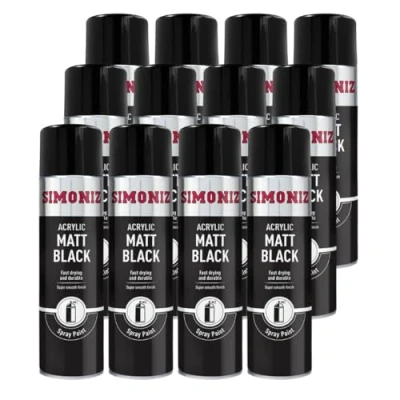 Image of Simoniz Acrylic Matt Black Spray Paint 12x 500ml