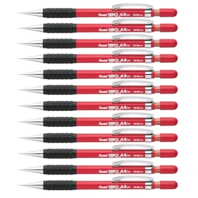 Image of Pentel Hi Graph 4 mm Fixed Barrel Mechanical Pencil 0.3 Red