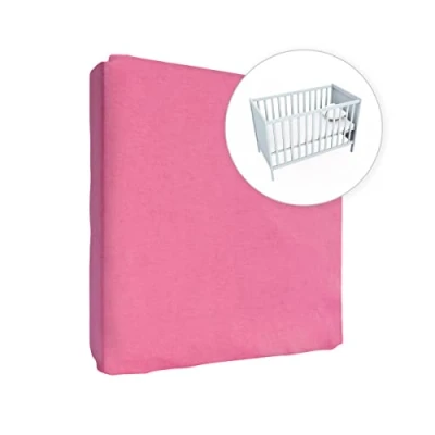Image of Jersey 100% Cotton Fitted Sheet for 120 x 60 cm Toddler Baby Cot Bed Mattress (Pink)
