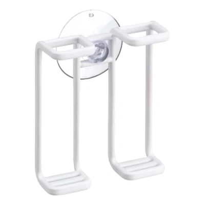 Image of YAMAZAKI Home Suction Cup Organizer for Bathtub Steel Toothbrush Holder, Alloy, White/Opulent Garden, Standard Size