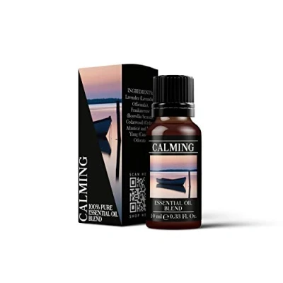 Image of Mystix London Calming Pure &amp; Natural Essential Oil Blend 10ml for Diffusers, Aromatherapy Massage Blends Perfect as a Gift Vegan, GMO Free