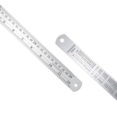 Image of Stainless Steel Metal Shatterproof Straight Edge Metric Ruler 30 cm 12 inches Long