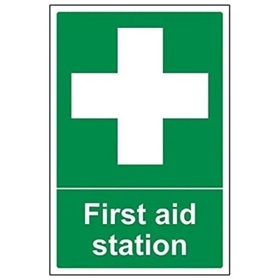 Image of V Safety First Aid Station Sign 200mm x 300mm 1mm Rigid Plastic