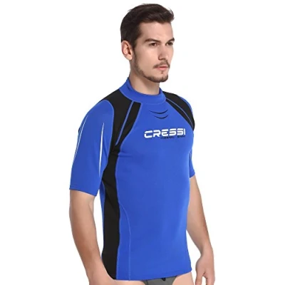 Image of Cressi Men&#039;s Thermo Short Sleeves Protection Rash Vest, Blue, 2X Large Size 6 UK