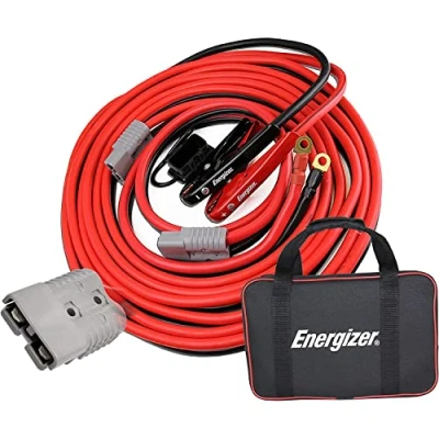 Image of Energizer Jumper Cables, 30 feet, 1 Gauge, 800A, Booster Battery Cables with Permanent Installation kit and Quick Connect Plug for SUV Trucks up to 8 Liter Gasoline 6 Diesel Engines