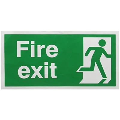 Image of SIGNSLAB E98A/S Safety Sign &quot;Fire Exit Running Man Right&quot;, Self Adhesive, 150 mm x 300