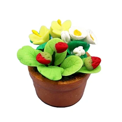 Image of Melody Jane Dolls House Strawberries in Plant Pot Miniature Flowers Garden Accessory 1:12