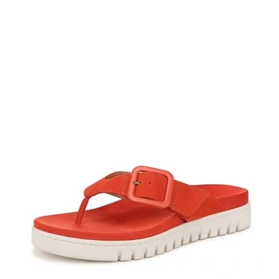 Image of Vionic Women&#039;s Uptown Marin Flip Flop, Cherry Tomato Nubuck, 6.5 UK