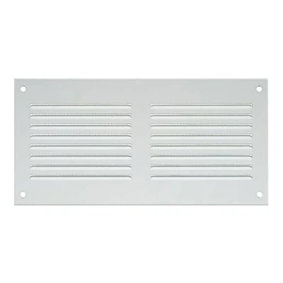 Image of Metal Air Vent Grille 200mm x 100mm with Fly Screen Flat Louvre Duct Cover (Silver)