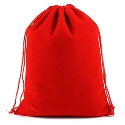 Image of 30 x 40 cm, 6 pieces velvet pouches, large black with drawstring, portable bag, jewellery drawstring gift bag