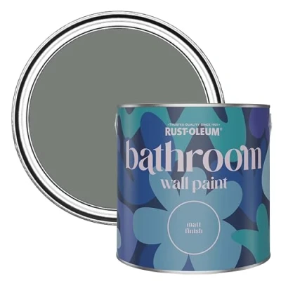 Image of Rust Oleum Grey Water Resistant Bathroom Wall &amp; Ceiling Paint Torch 2.5L